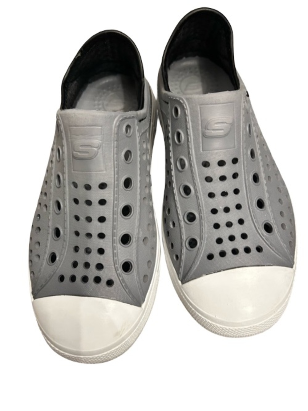 Skechers Kids Gray Slip-On Water Shoes with White Toe